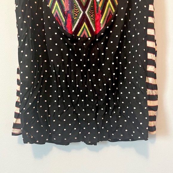 🍭 3/$30 Anthropologie colorful embroidered top stripes & polka dot print - Picture 4 of 15